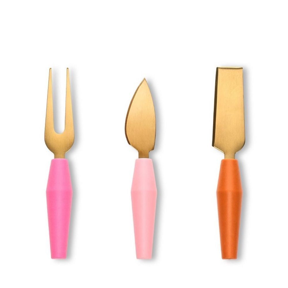 NWT Bullseye’s Playground (3) Cheese Knife Set Pink Gold